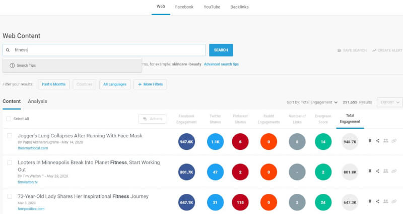 Finding influencers using Buzzsumo
