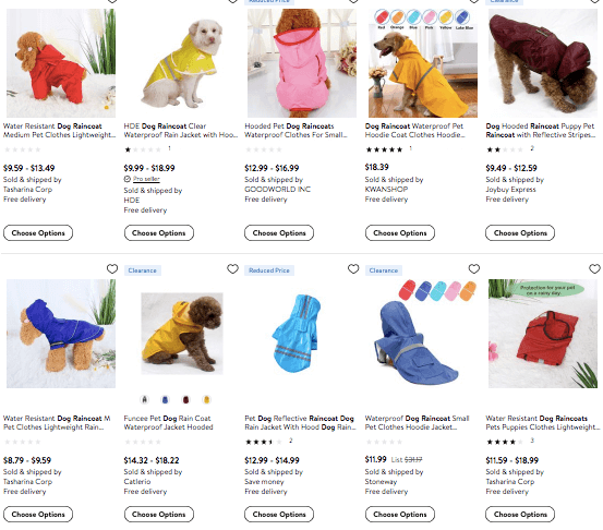 sell dog raincoats