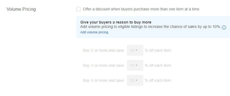 ebay volume pricing