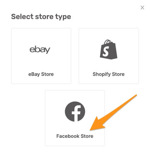 facebook store listing type