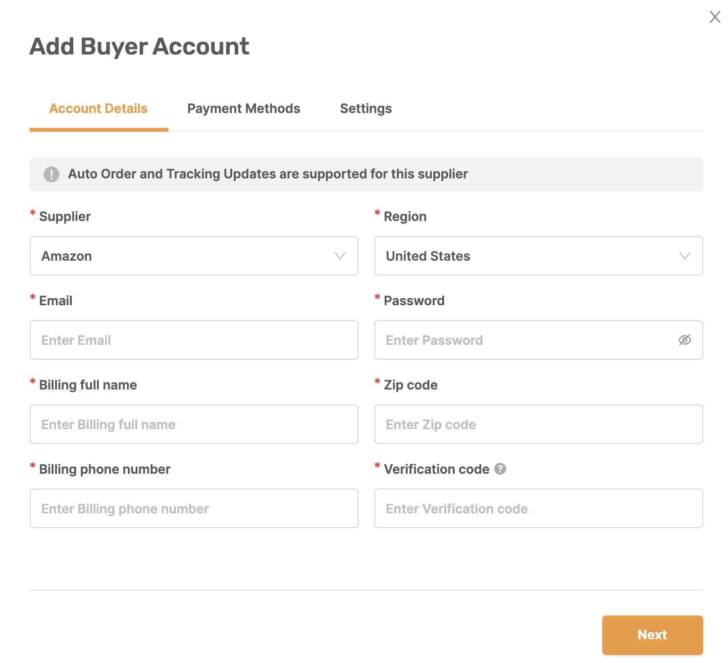 add buyer account