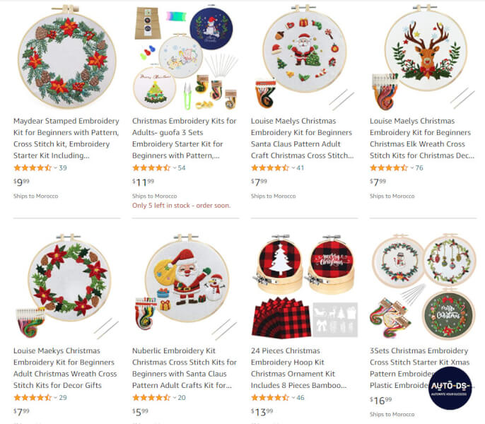 Louise Maelys Christmas Embroidery Kit for Beginners Christmas Elk Wreath Cross Stitch Kits for Christmas Decor Gifts 