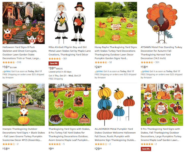 Black Stakes Inwnpio Thanksgiving Outdoor Decorations Yard Signs Assembly Needed Fall Lawn Gnome Turkey Pumpkin Scarecrow Decor 4PCS