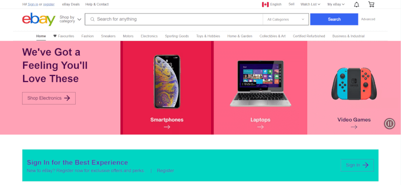 ebay e-ticaret platformu kanada