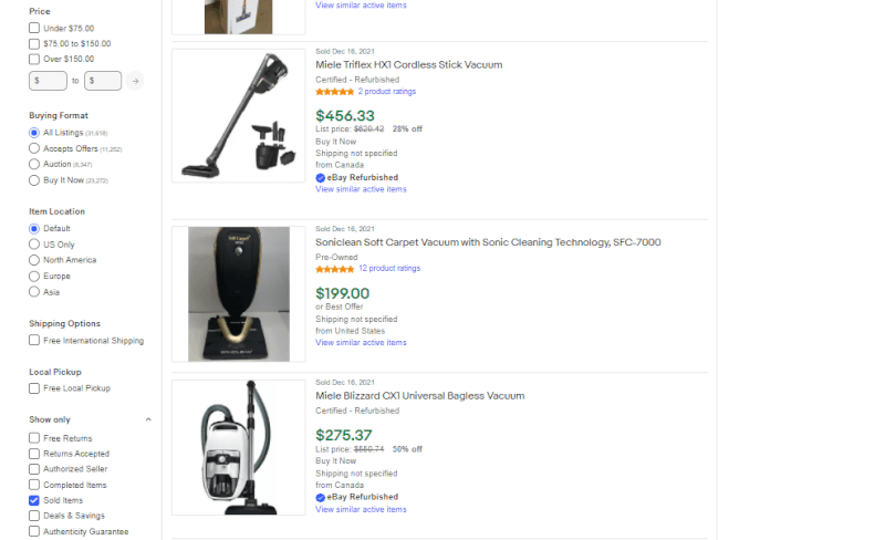 ebay sold items