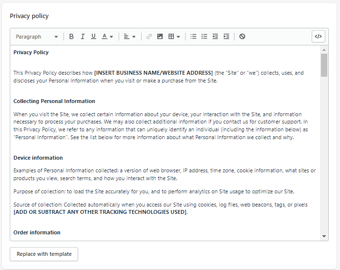 How to dropship on Shopify Set up privacy policies