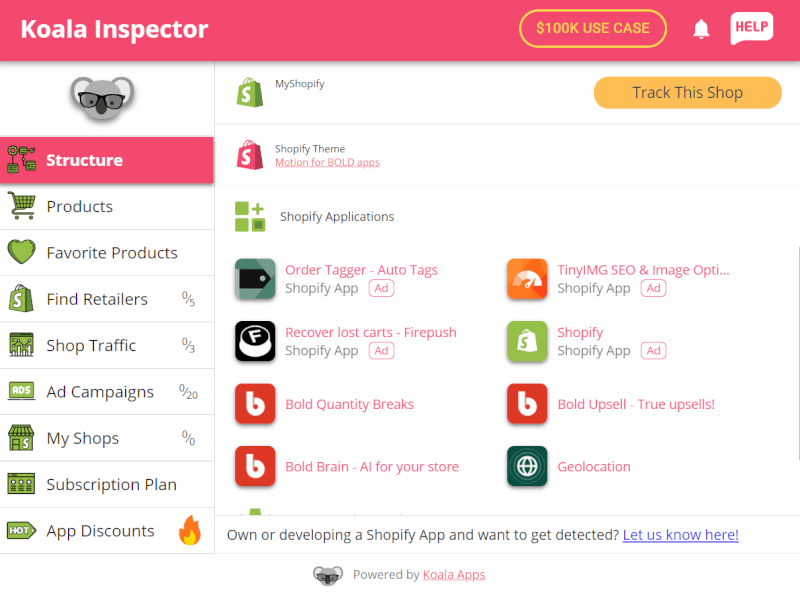 Koala Inspector Shopify tool