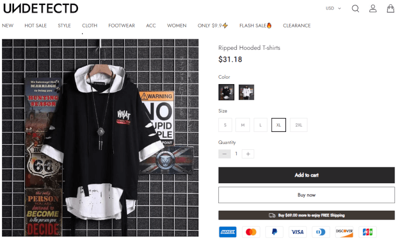 Ripped Hooded T-Shirts Seller's Website