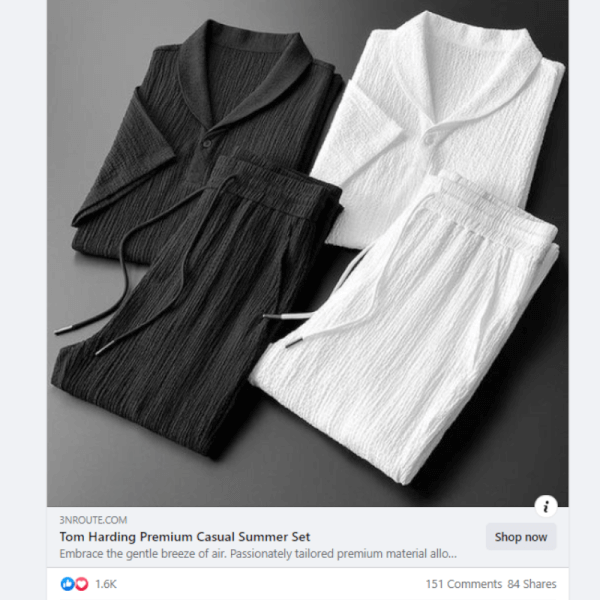Classic Shirt & Pants Set For Men Facebook Ad