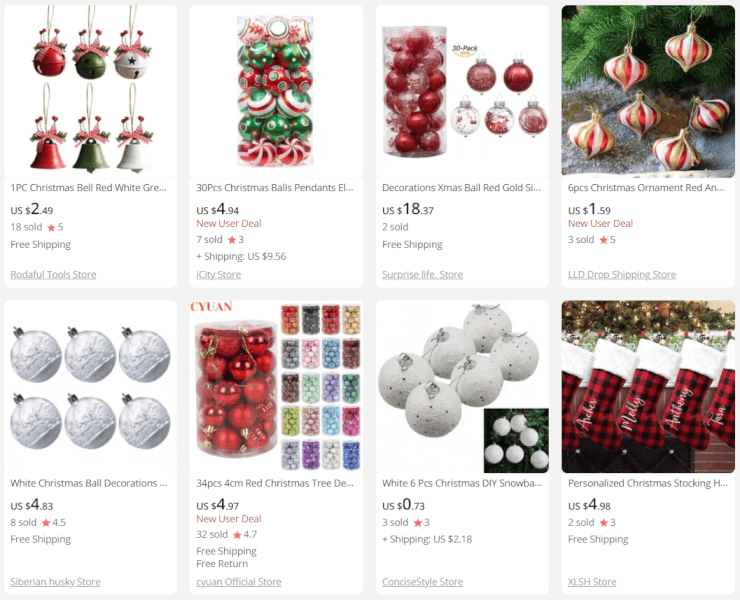 Red White Christmas Ball Ornaments