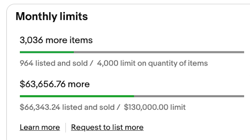 ebay monthly limits