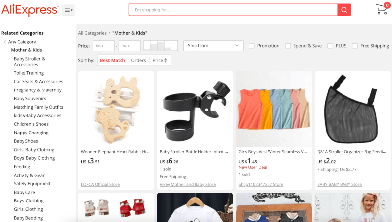 AliExpress dropshipping baby products supplier