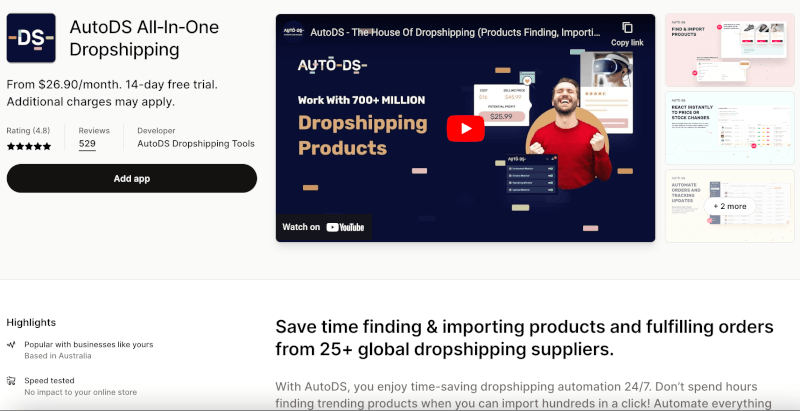 autods shopify dropshipping app