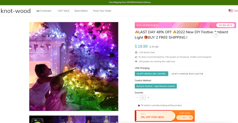 Bluetooth Fairy String Lights Seller's Website
