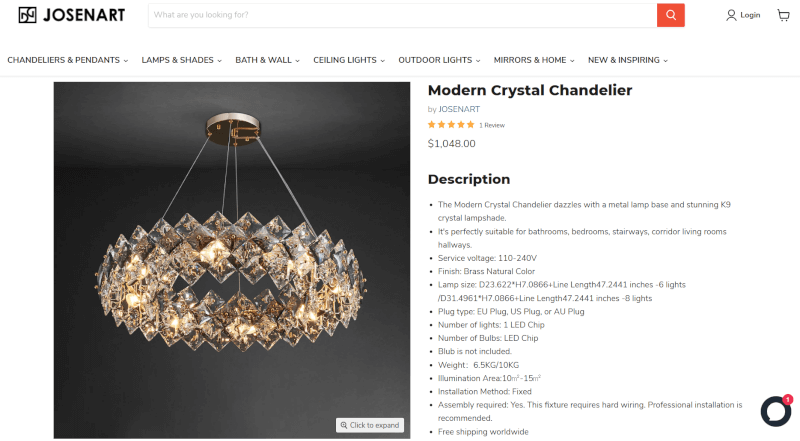 Home And Garden Dropshipping Crystal Layered Chandelier Seller's Website