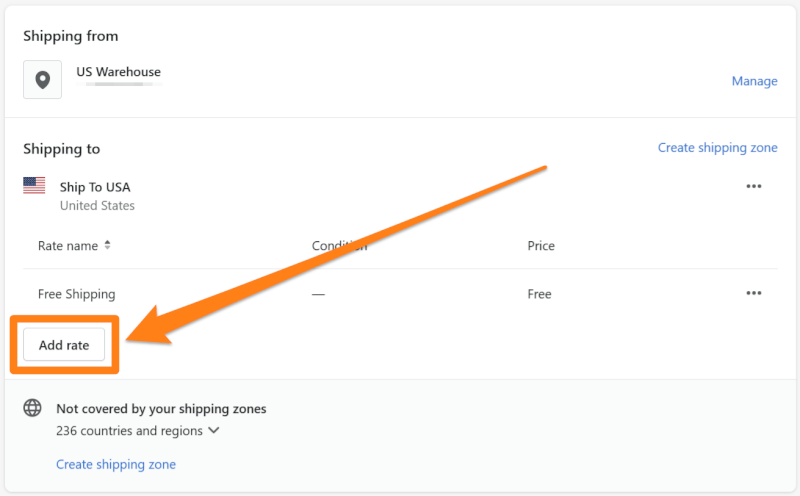 How To Set Up Shipping On Shopify For Dropshipping Add Rate