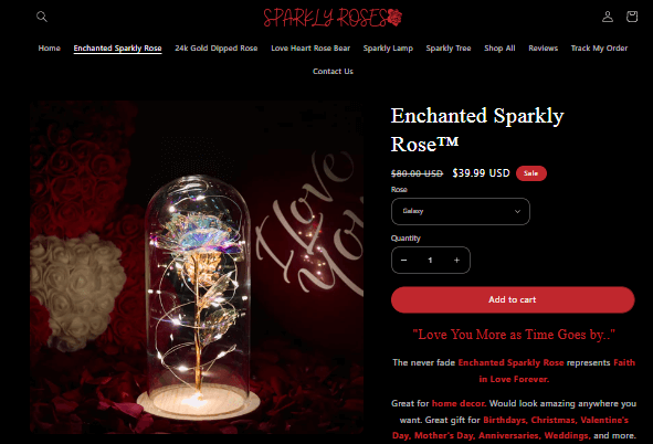 Eternal LED Rose Seller’s Website