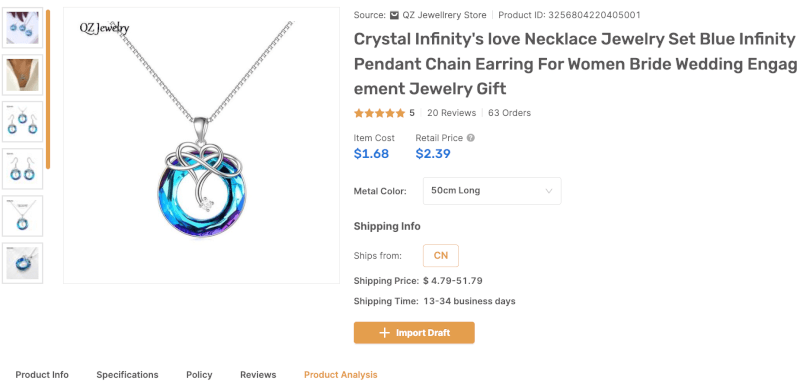 Infinity Love Necklace best dropshipping products March