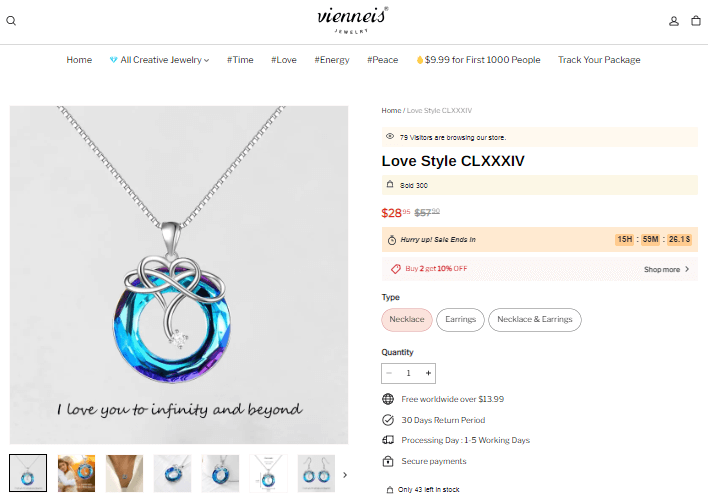 Infinity Love Necklace Seller’s Website