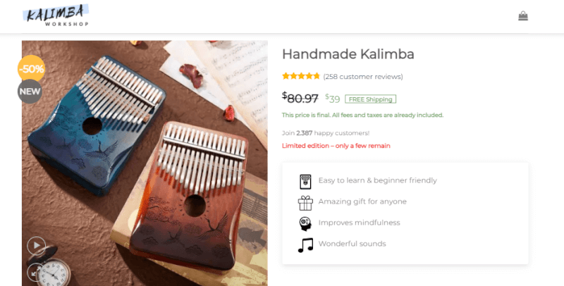 Kalimba 17 Keys Piano Set Seller’s Website