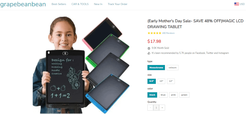 Kids LCD Drawing Tablet Seller’s Website