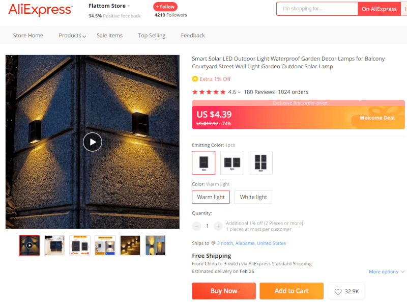 Dropshipping Wall Lamp From AliExpress