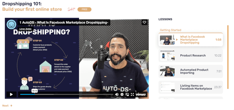 AutoDS Facebook Marketplace dropshipping course free