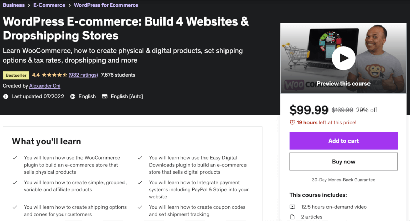 WordPress E-Commerce paid dropshipping course Build 4 Websites