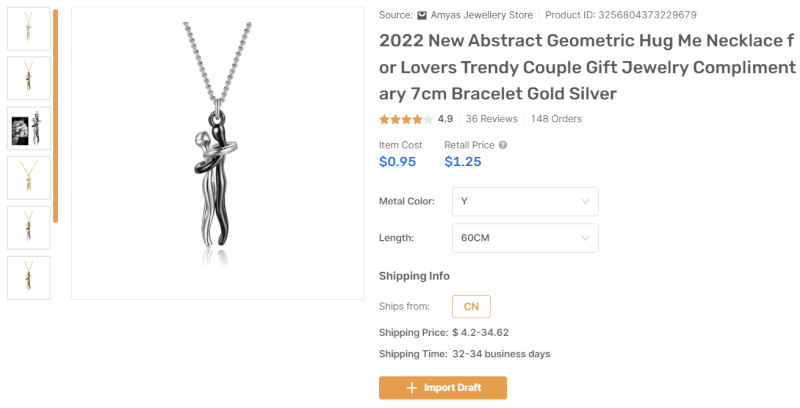 Dropshipping Jewelry Abstract Hug Necklace