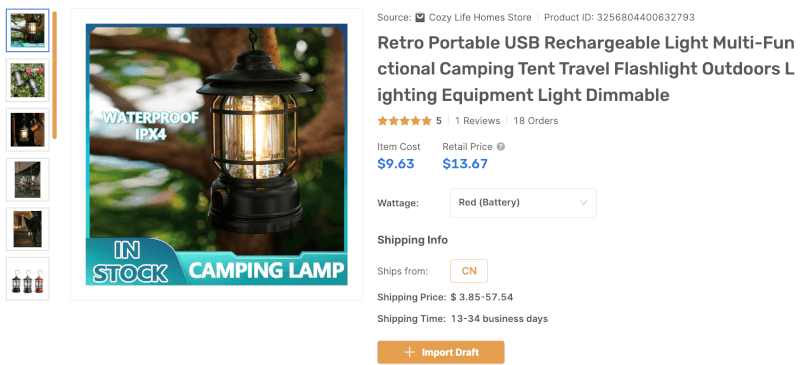 April 2023 Dropshipping Products Portable Camping Lamp