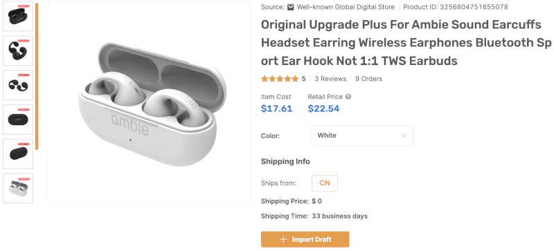 April 2023 Dropshipping Products Wireless Earcuff Headphones