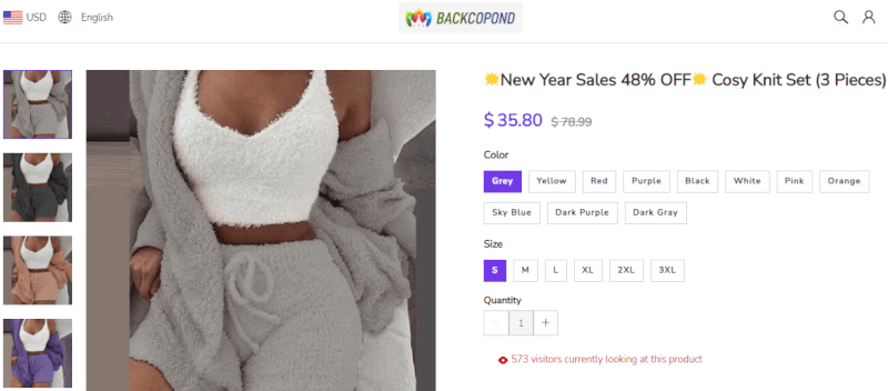 3-Piece Fluffy Pajama Set Seller's Website