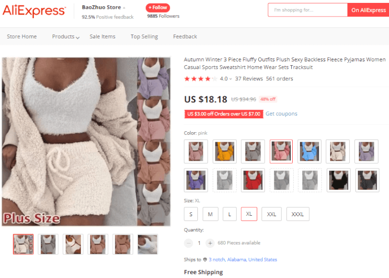 3-Piece Fluffy Pajama Set Supplier's Website