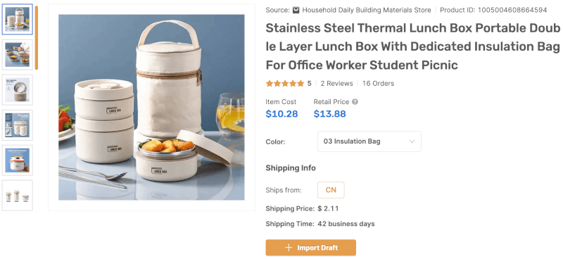 Insulated Lunch Container dropshipping April products