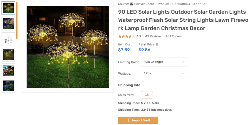 Solar Firework Garden Lights dropshipping April products