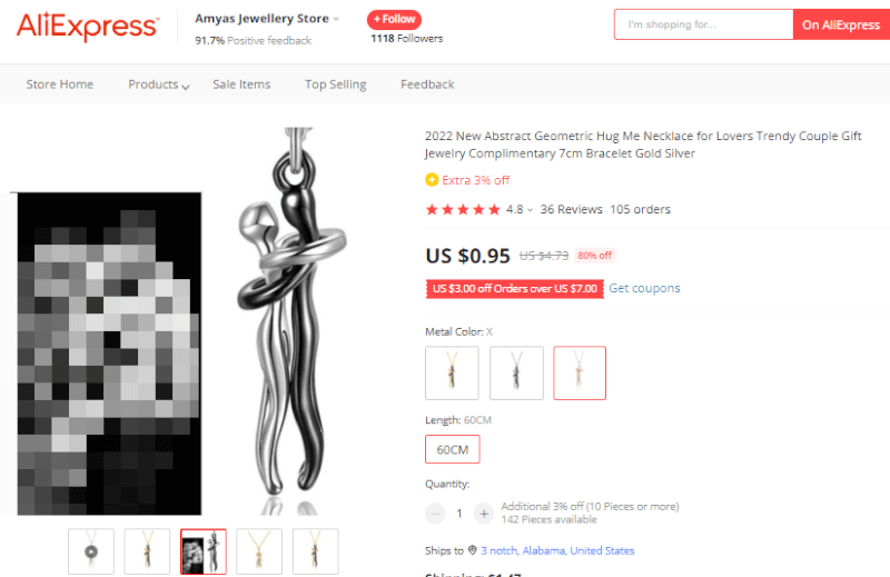 Abstract Lovers Necklace Supplier's Website