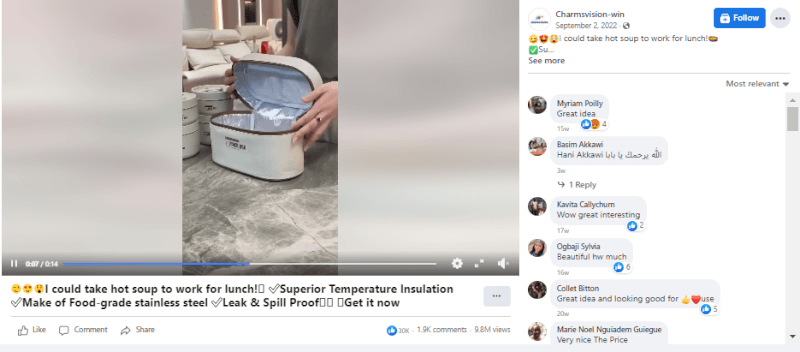 Insulated Lunch Container Facebook Ad