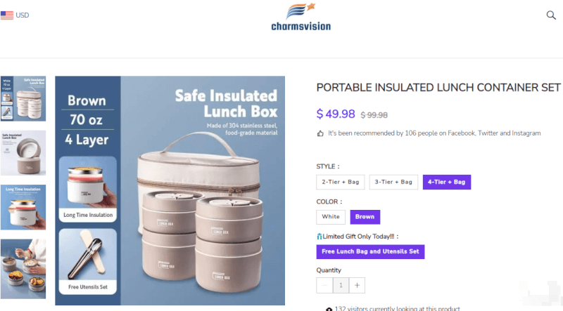 Insulated Lunch Container Seller's Website