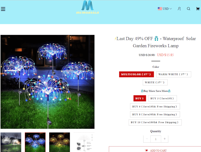 Solar Firework Garden Lights Seller's Website