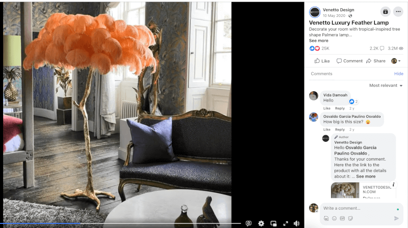 Luxurious Feather Lamp FB ad dropshipping furniture