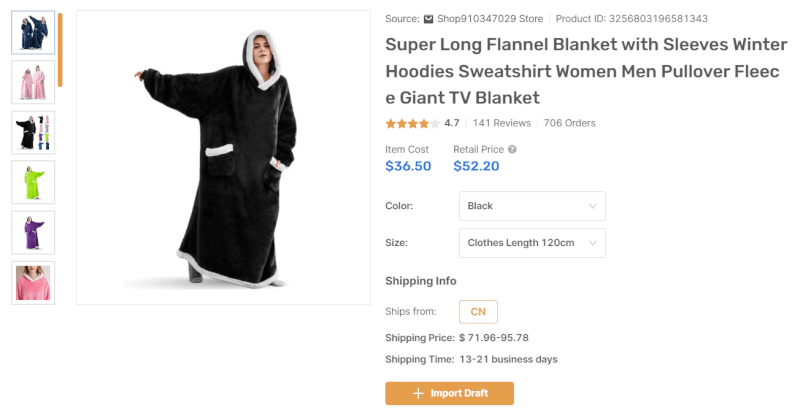  Dropshipping Big Pullover Blanket