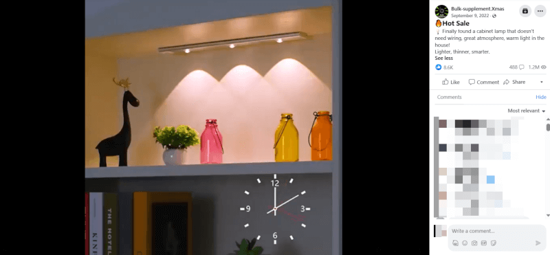 Motion Sensor Cabinet Light FB Ad