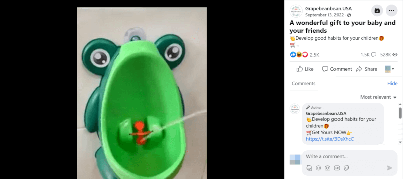 Portable Frog-Shaped Potty FB Ad