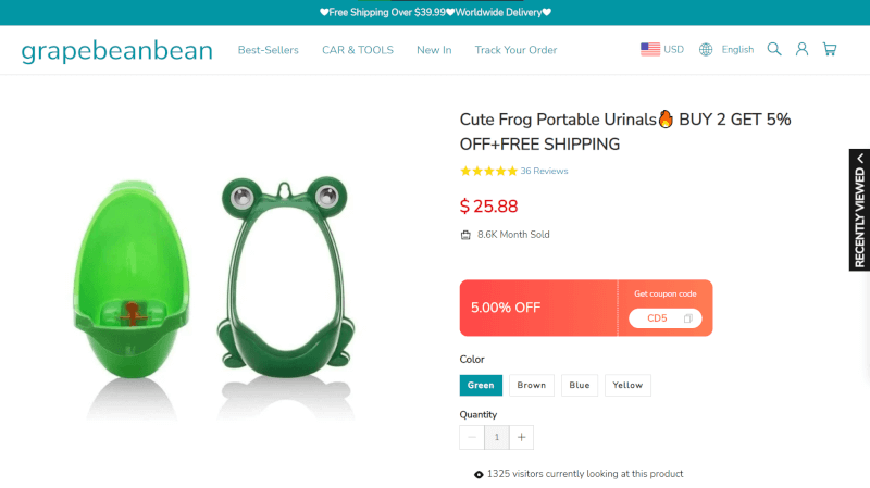 Portable Frog-Shaped Potty Seller's Website