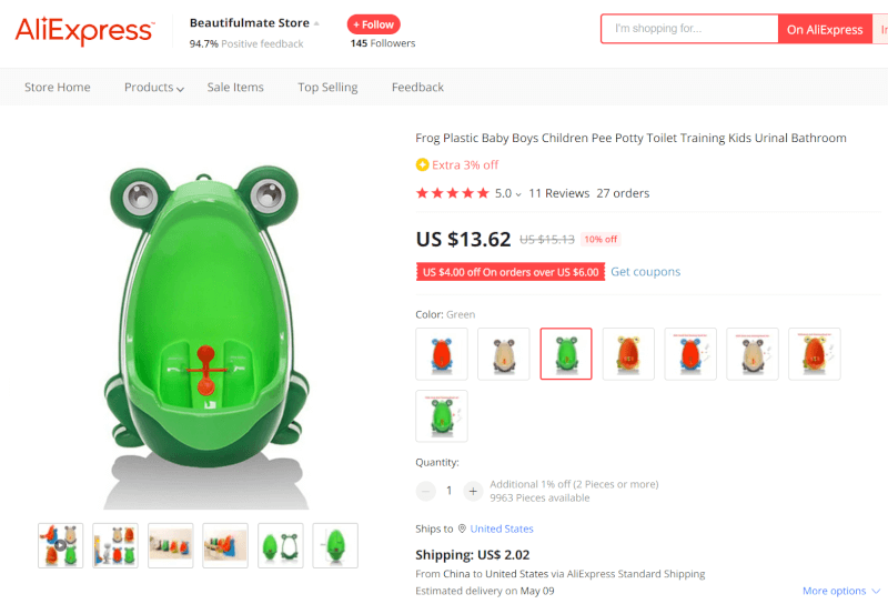 Portable Frog-Shaped Potty Source