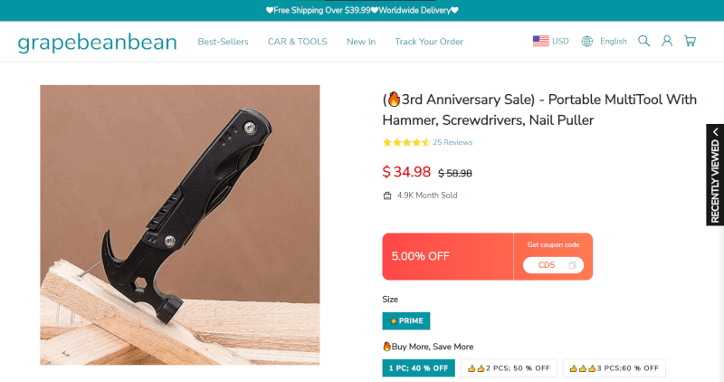 Portable MultiTool With Hammer Seller's Website