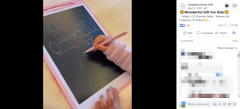 Dropshipping Kids' Electronic Drawing Tablet FB Ad