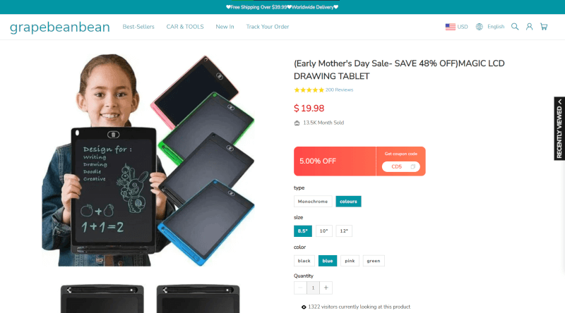 Dropshipping Kids' Electronic Drawing Tablet Seller's Website