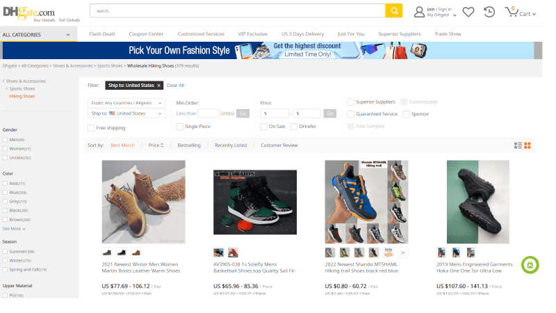 Dropshipping Shoes Supplier DHGate