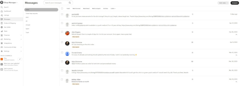 Etsy Shop Manager Overview Messages